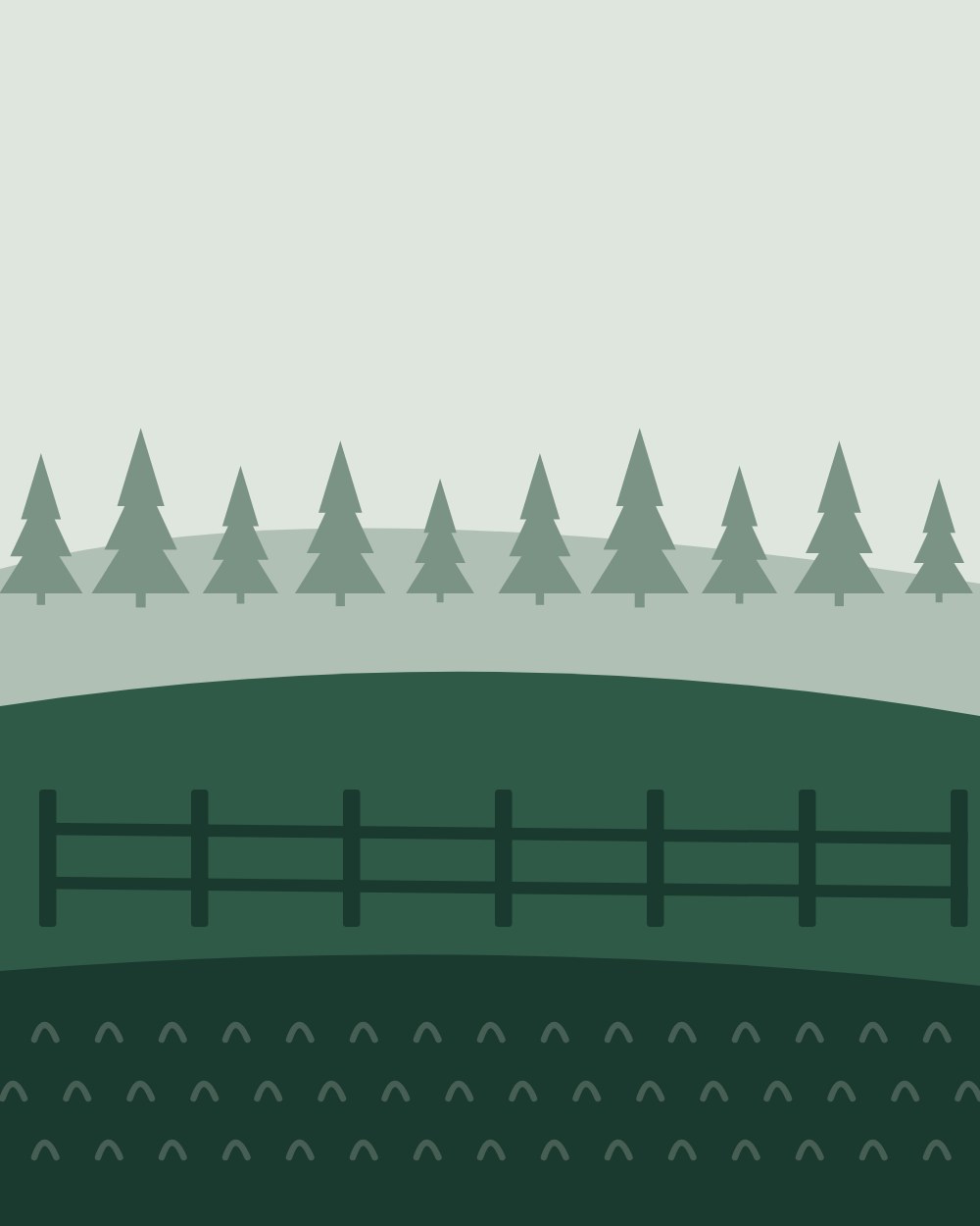 Illustration of the open field and fence line on the property